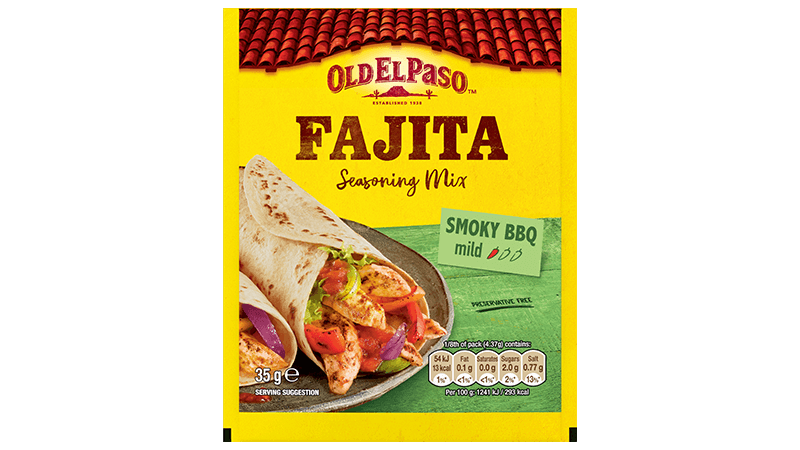 pack of Old El Paso's smoky BBQ fajita spice mix (35g)