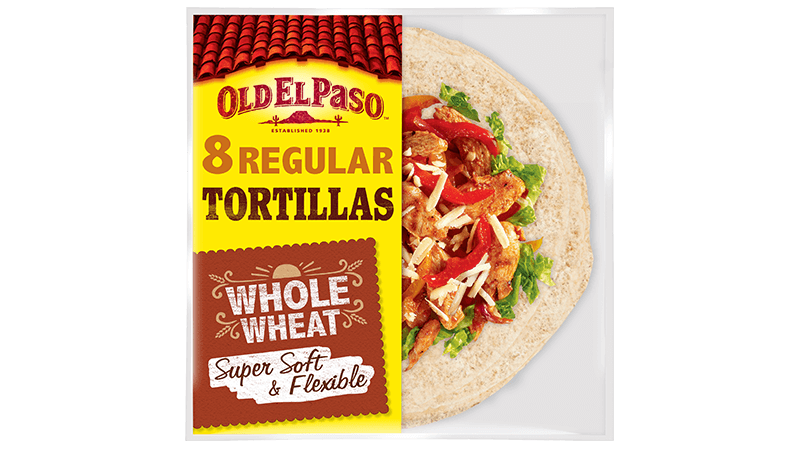 pack of Old El Paso's 6 large whole wheat tortillas (350g)