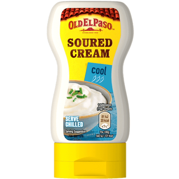 Squeezy bottle of Old El Paso's soured cream (230g)