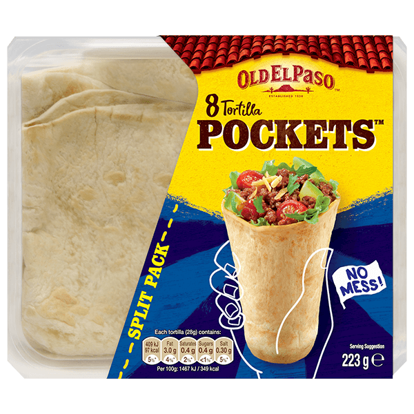 pack of Old El Paso's 8 tortilla pockets (223g)